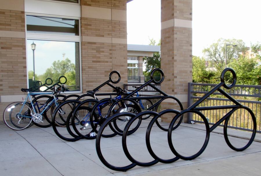 bicycle shaped bike rack